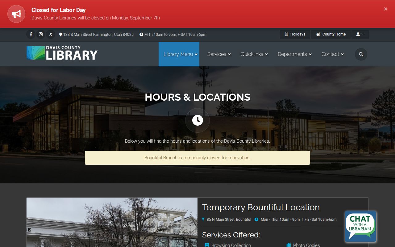 Syracuse city directory Davis County Library locations