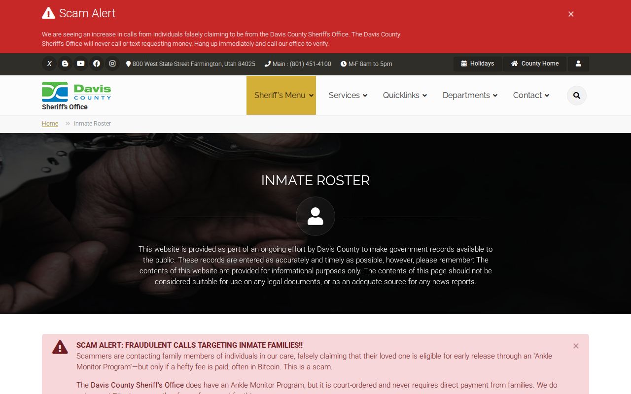 Syracuse residents directory Davis County Sheriff inmate roster