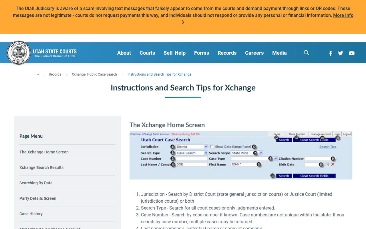 Syracuse residents directory Utah Xchange court search fields
