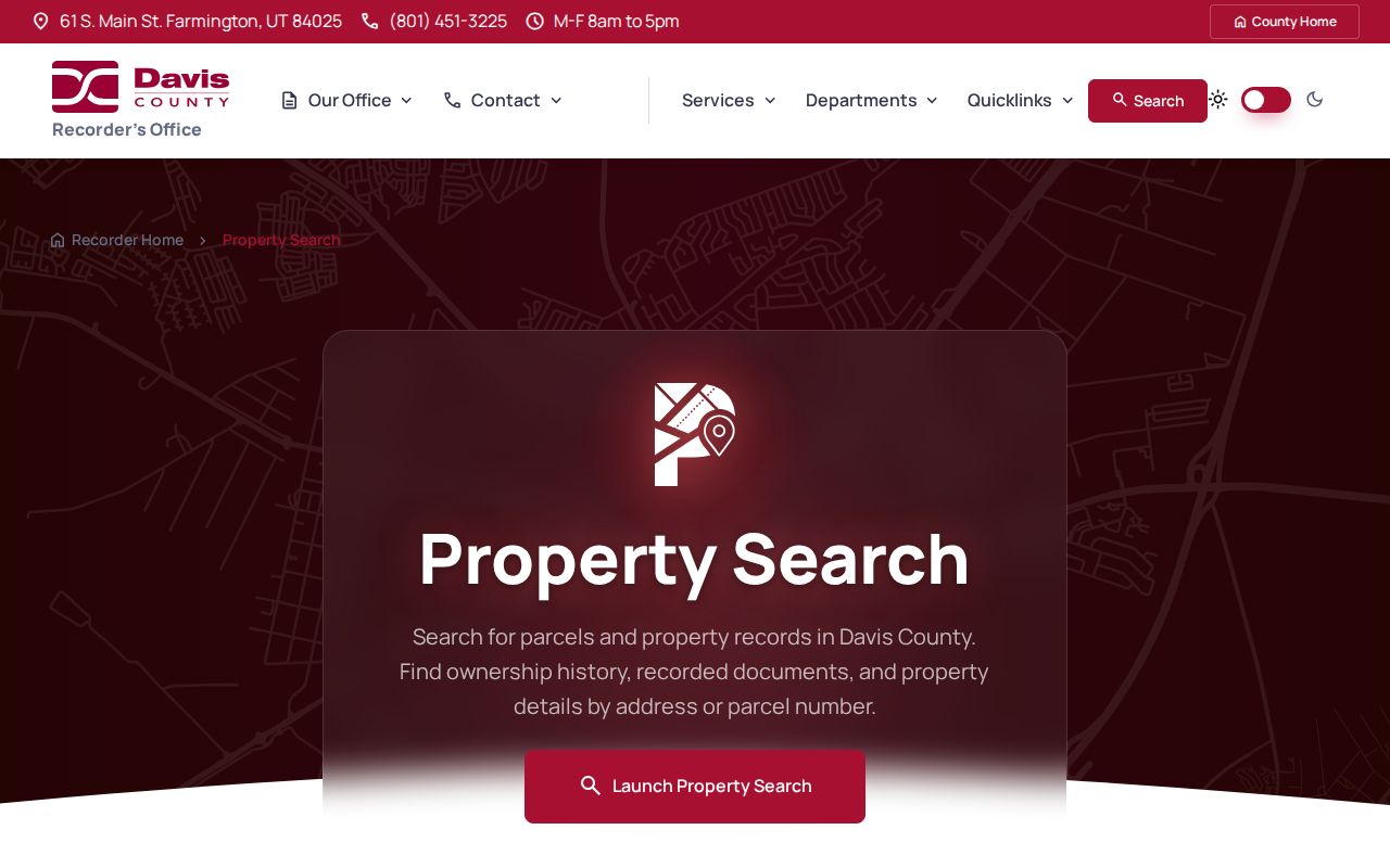 Syracuse street directory Davis County property search fields