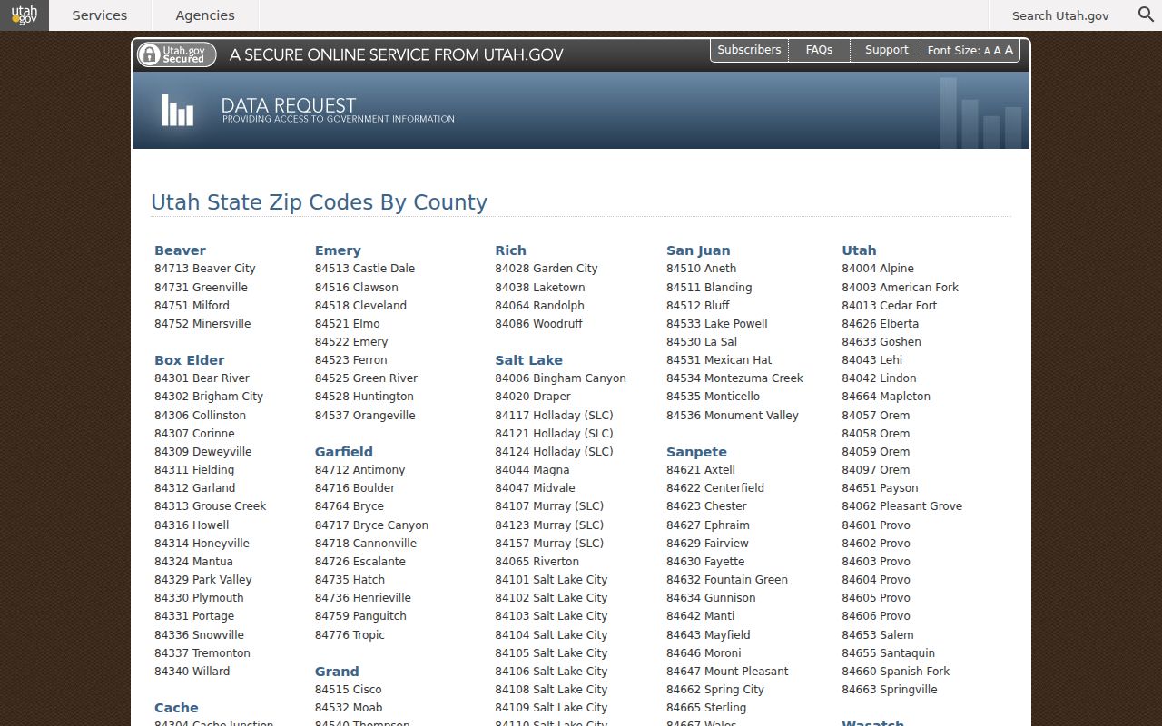 Syracuse ZIP code directory Utah official ZIP data search